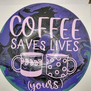 Hand Crafted Colorful Funny Coffee Fluid Art Painting On 12" Vinyl Record